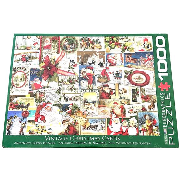 Eurographics 1000 Pc Puzzle Vintage Christmas Card 19.25in x‎ 26.62in UNVERIFIED - Picture 1 of 5